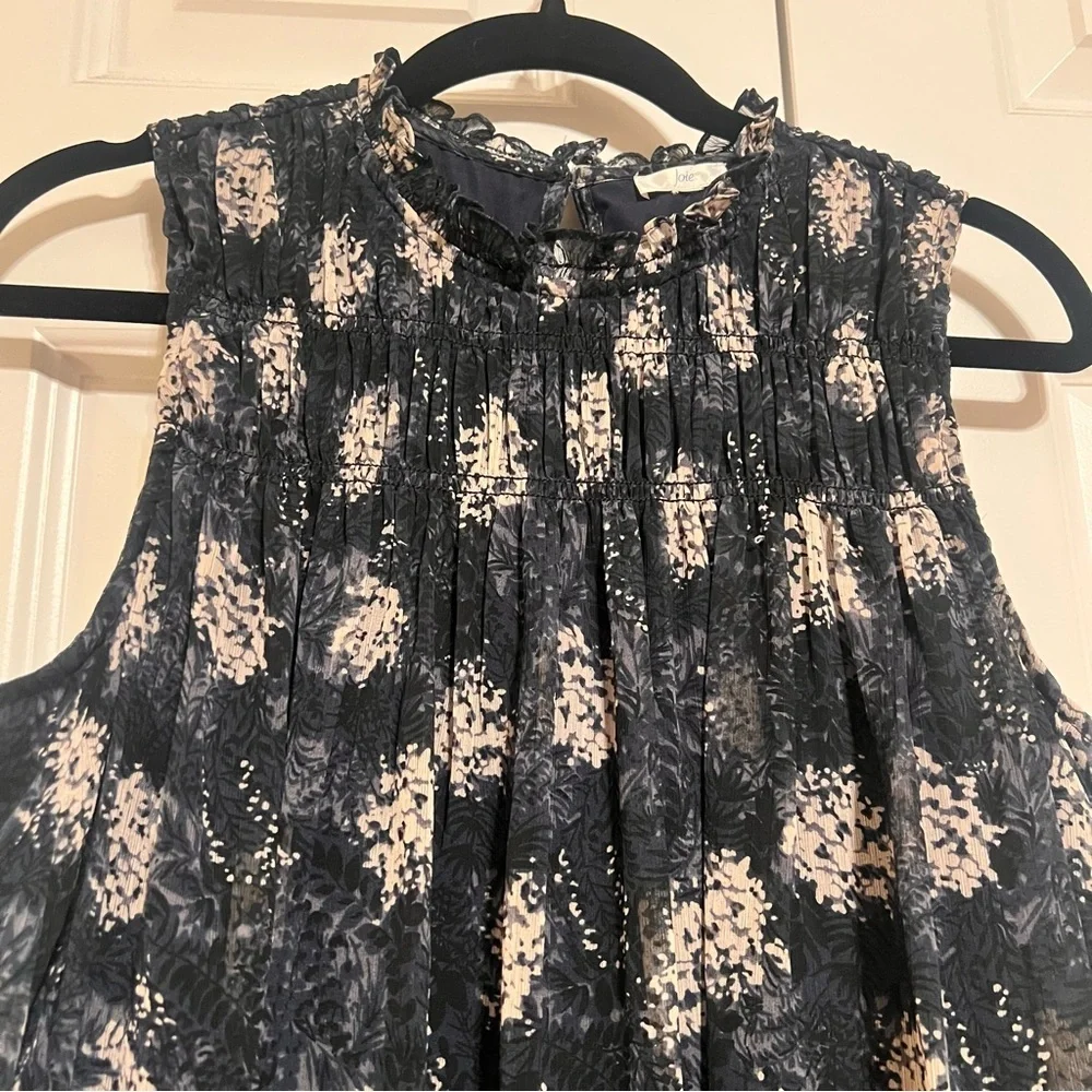 Joie Black and Cream Floral Midi Shift Dress
